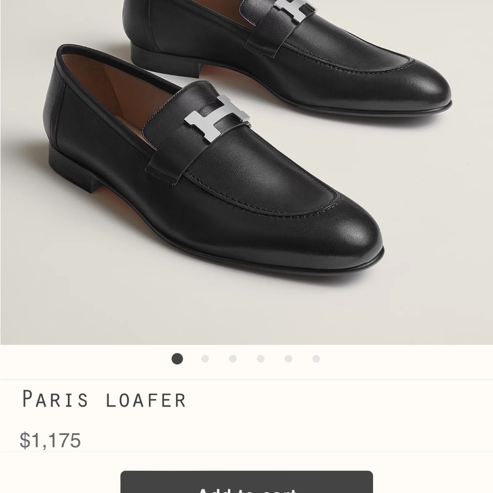HERMES black leather loafer